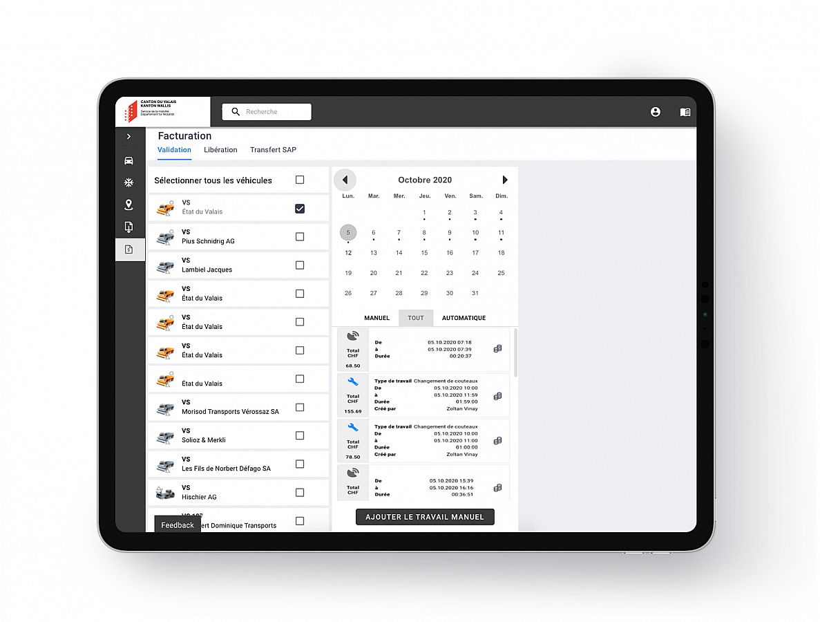 Automatische Fleet Abrechnung auf einem iPad dargestellt