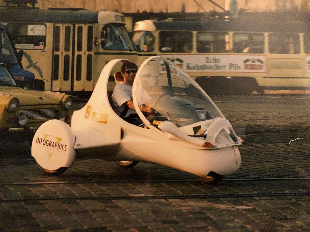 Martin Kyburz rides the Cheetah at the Tour de Sol 92